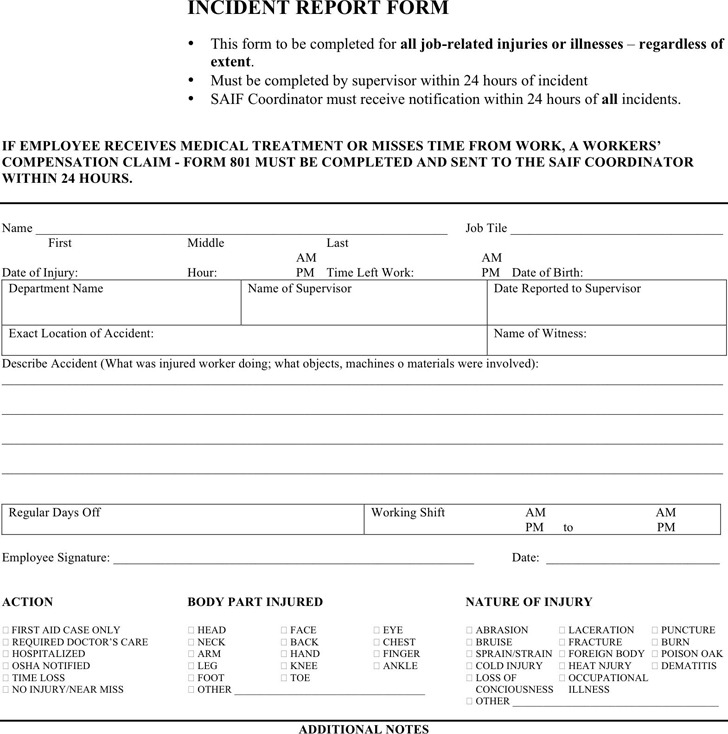 7 Incident Report Template Free Download