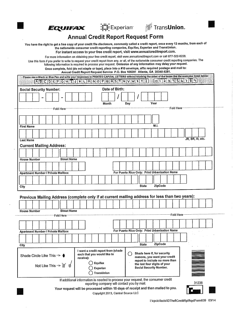 Annual Credit Report Request Form Fillable 2020 2021 Fill And Sign