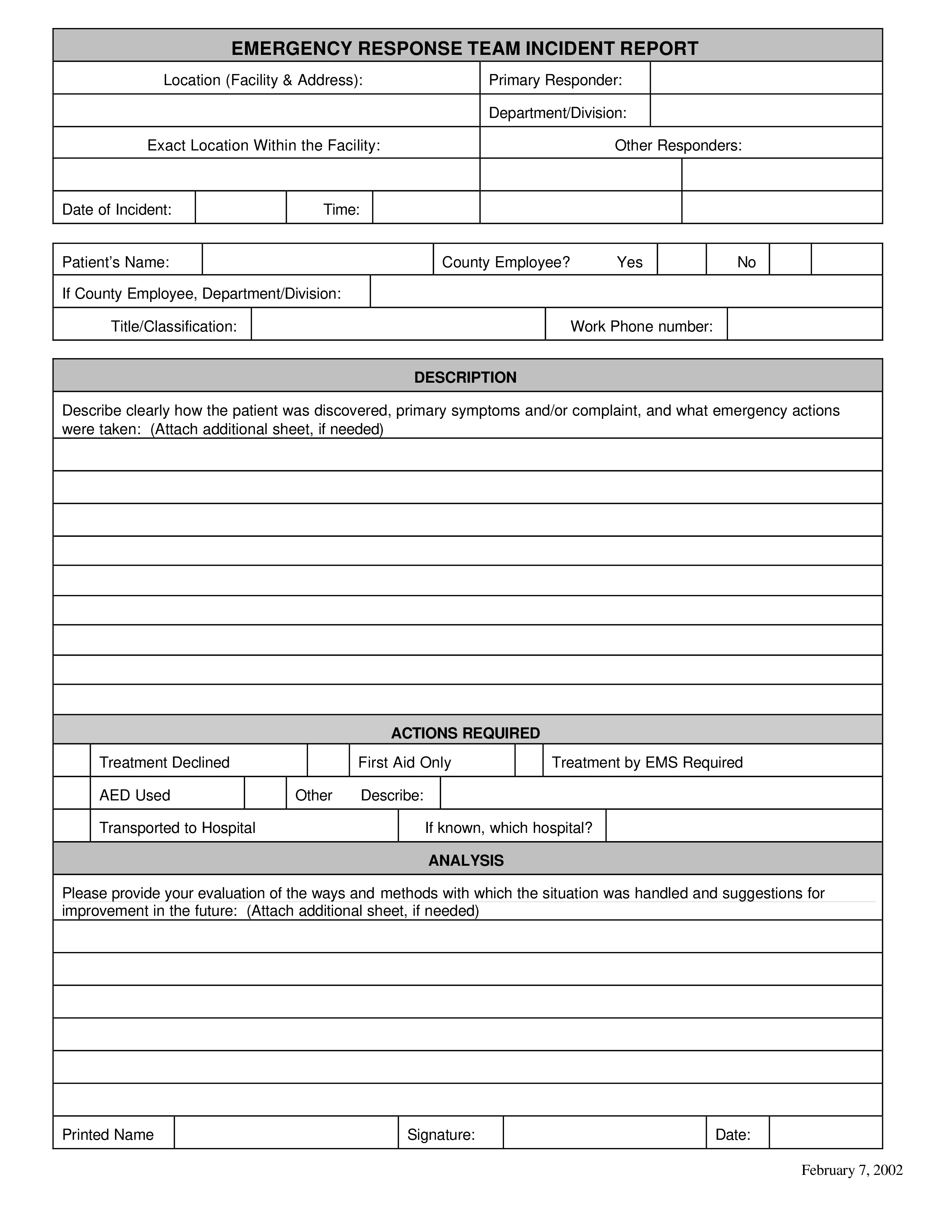 Emergency Response Incident Report Example Templates At