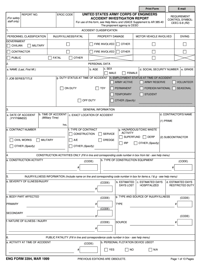 Eng Form 3394 Fill Online Printable Fillable Blank PdfFiller