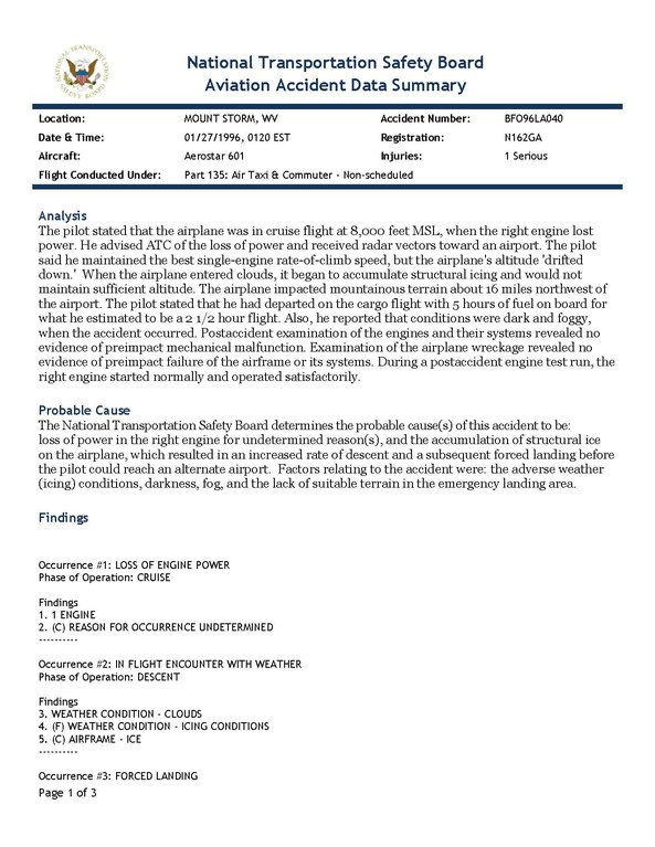 File N162GA NTSB Accident Report pdf Wikimedia Commons