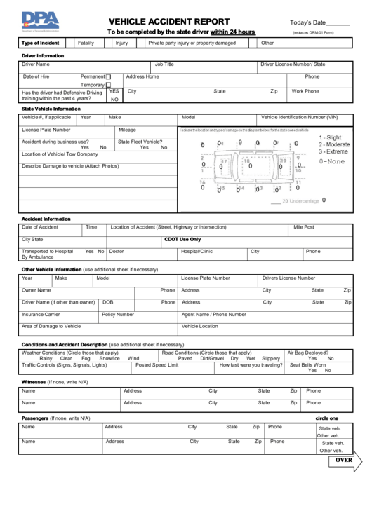 Fillable Dpa Vehicle Accident Report Template Printable Pdf Download