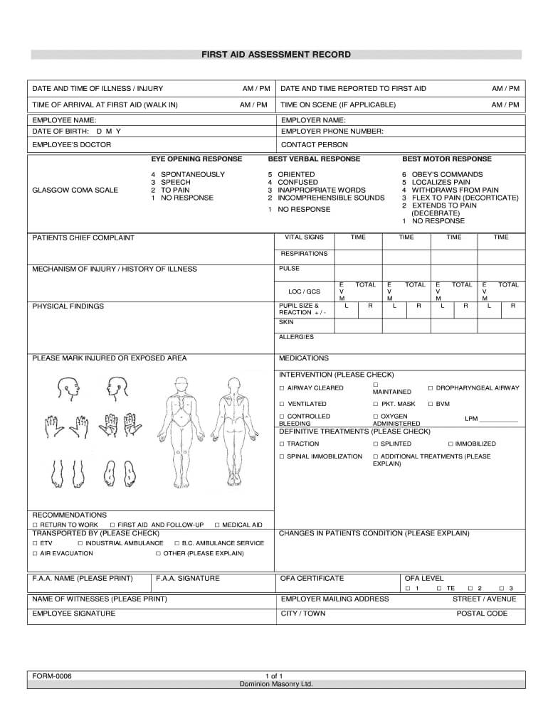 First Aid Incident Report Form Template Best Sample Template