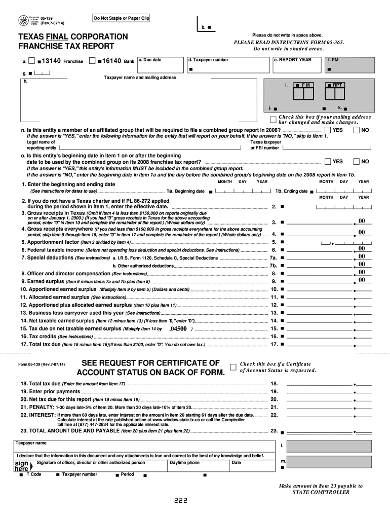 Texas Franchise Tax Report Forms For 2022