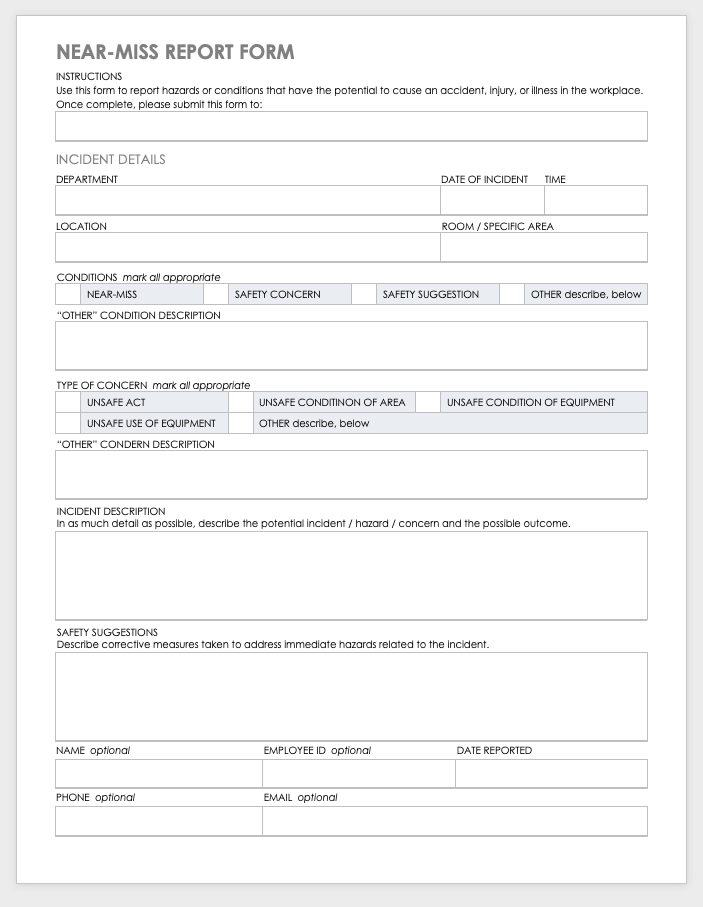 Free Workplace Accident Report Templates Smartsheet