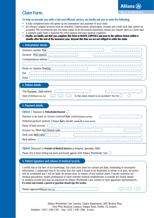 Top 34 Allianz Forms And Templates Free To Download In PDF Format
