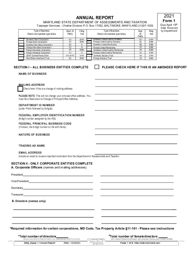 2021 Form MD SDAT 1 Fill Online Printable Fillable Blank PdfFiller