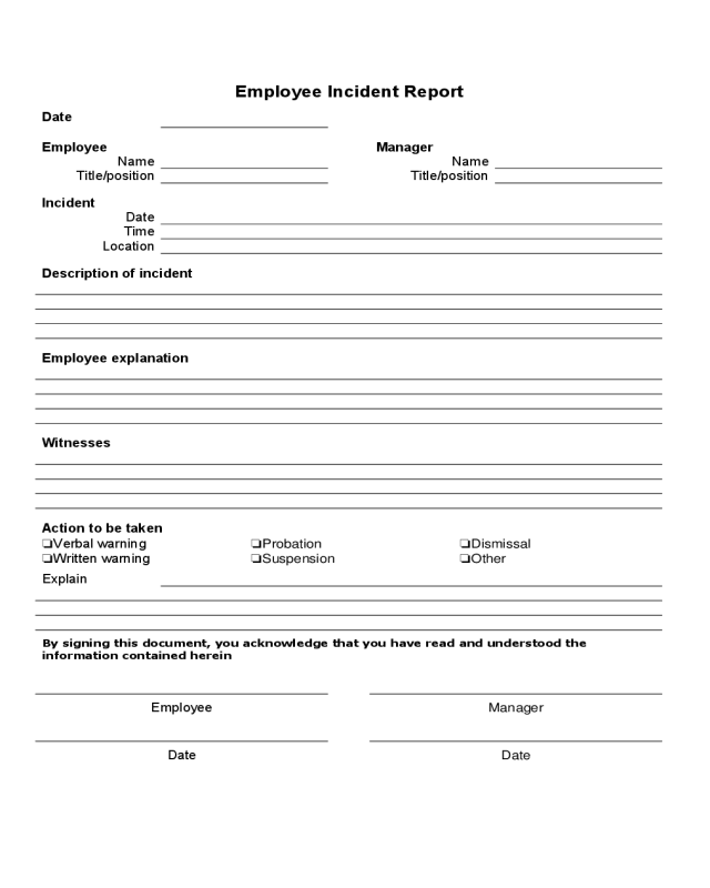 2022 Employee Incident Report Fillable Printable PDF Forms Handypdf