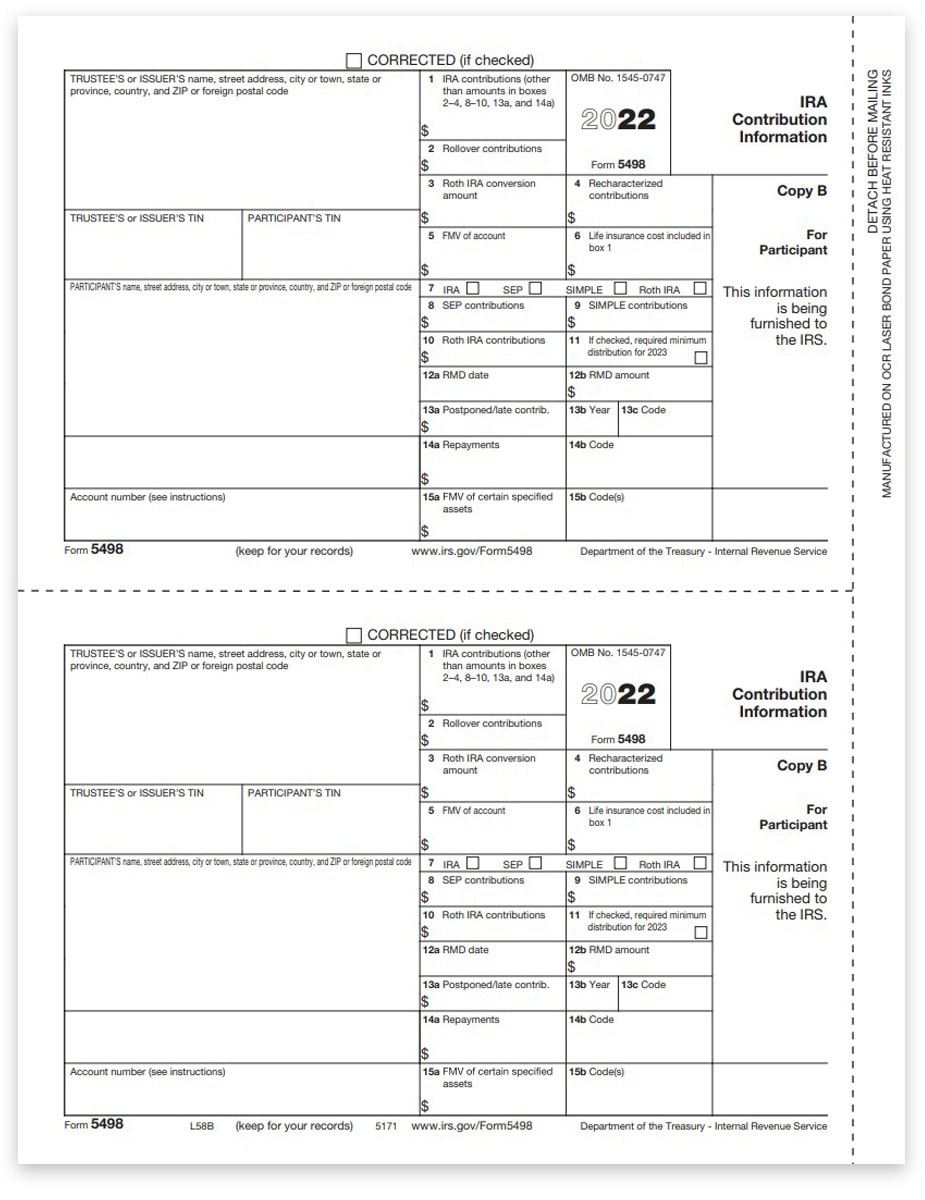 5498 Tax Forms For IRA Contributions Participant Copy B ZBPforms