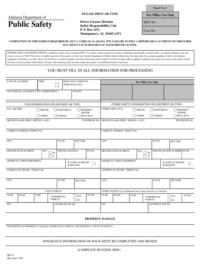 Al Accident Report Fill Online Printable Fillable Blank PdfFiller
