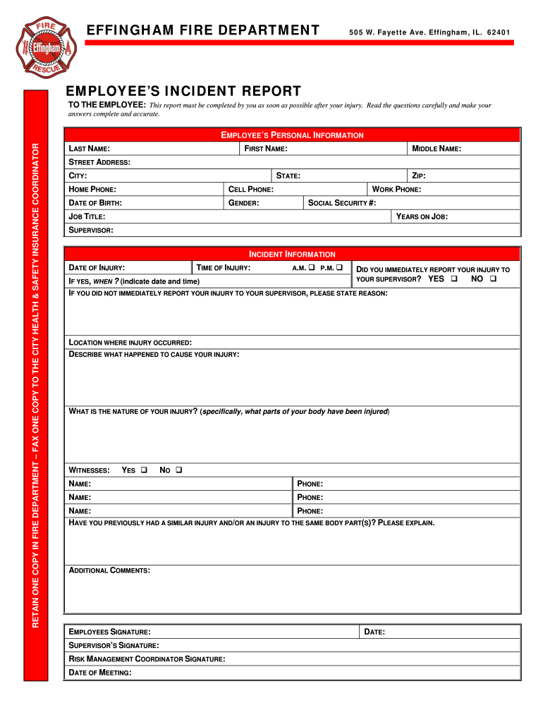 Ambulance Incident Report Fill Online Printable Fillable Blank 