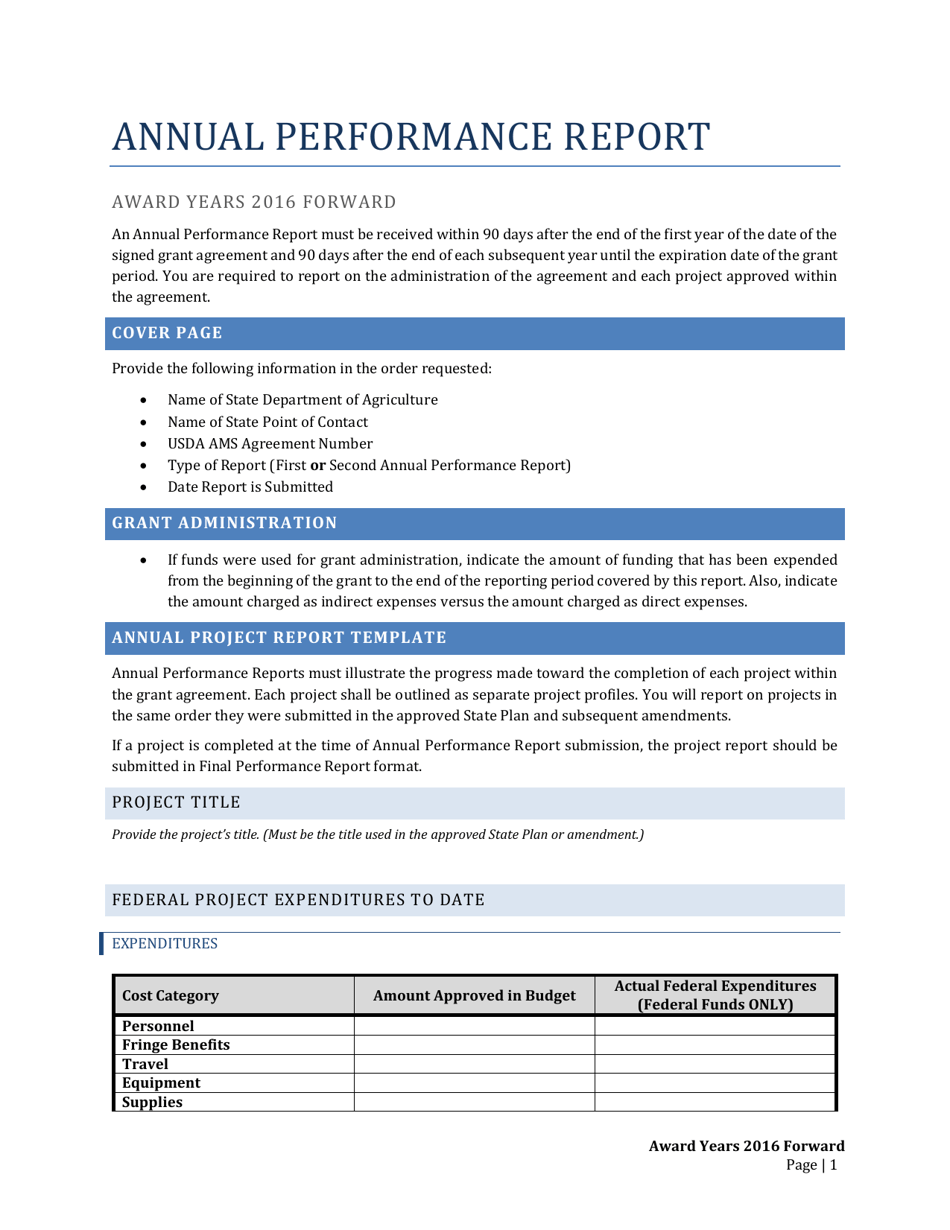 Annual Performance Report Form Download Printable PDF Templateroller