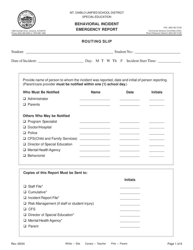 Behavioral Emergency Incident Report Form How To Create A Behavioral