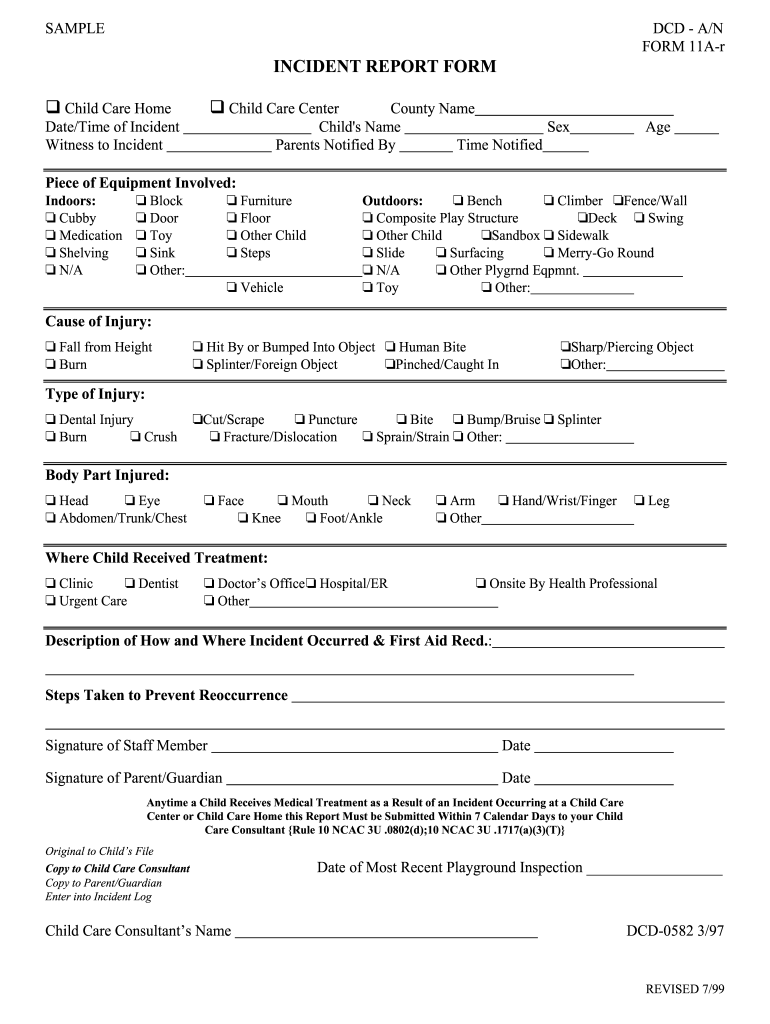 Child Care Incident Report Example Filled Out 2020 2021 Fill And Sign