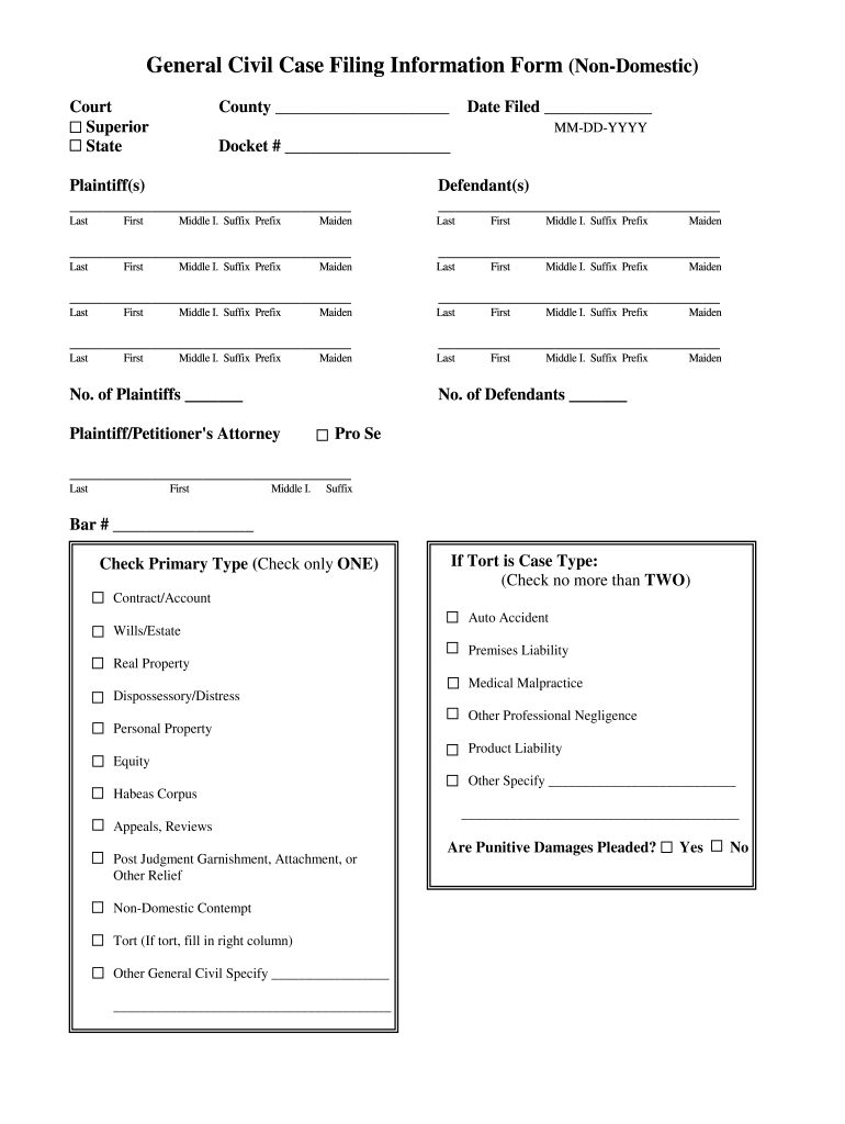 Civil Filing Form Fill Out And Sign Printable PDF Template SignNow