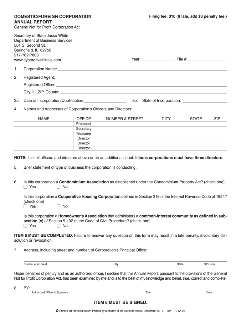 Corporate Annual Report Illinois Form Fill Out Sign Online DocHub