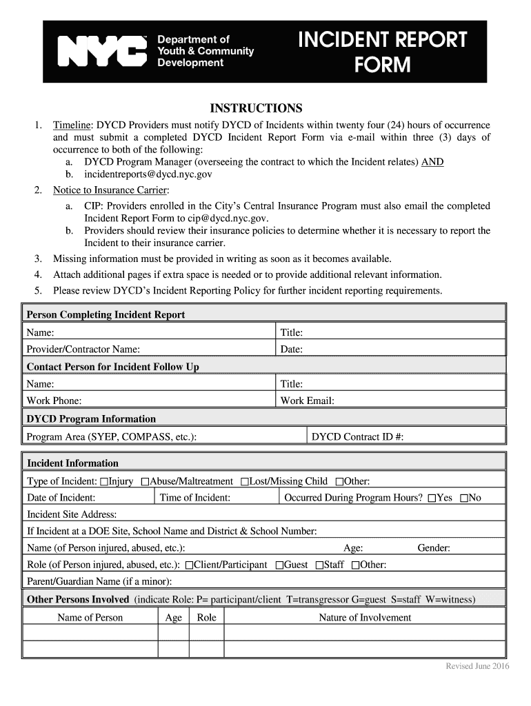 Dycd Incident Report Fill Out And Sign Printable PDF Template SignNow