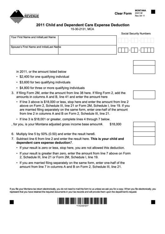 Fillable Form 2441 M Child And Dependent Care Expense Deduction 