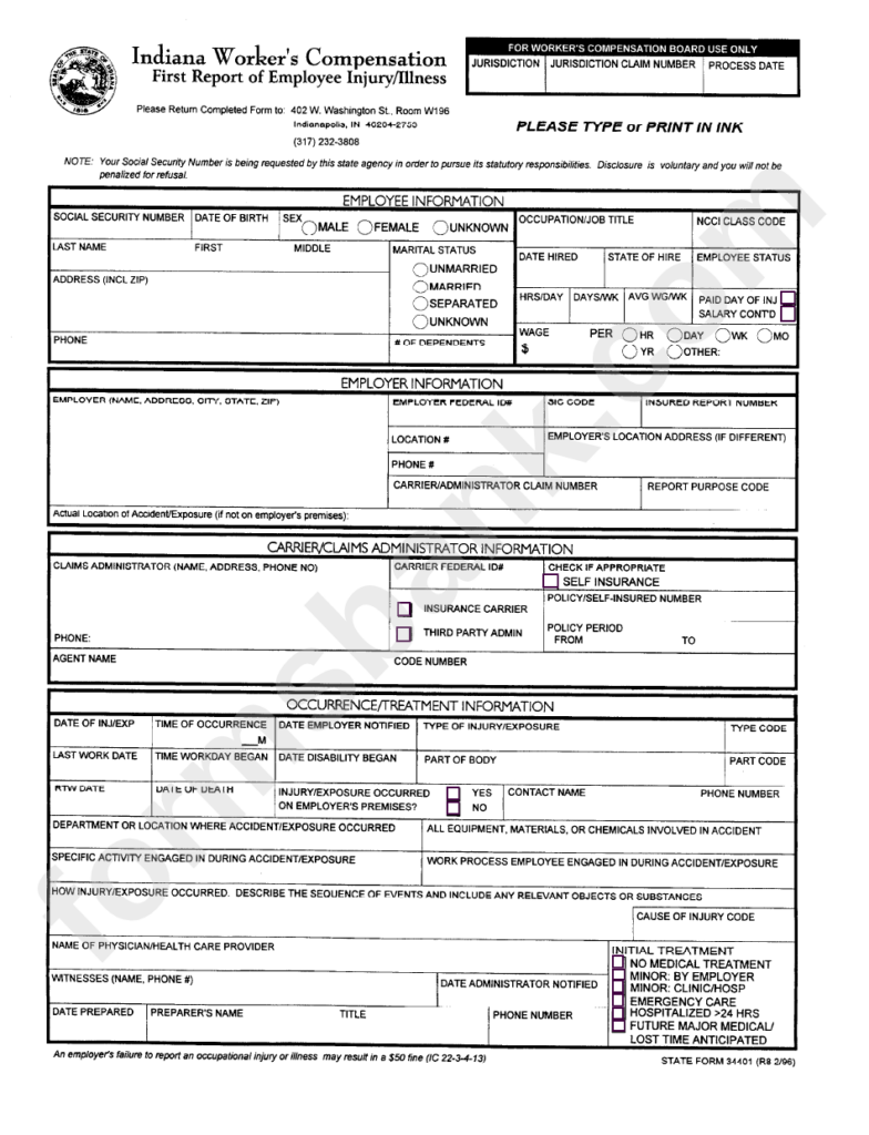 Fillable State Form 24401 First Report Of Employee Injury illness 