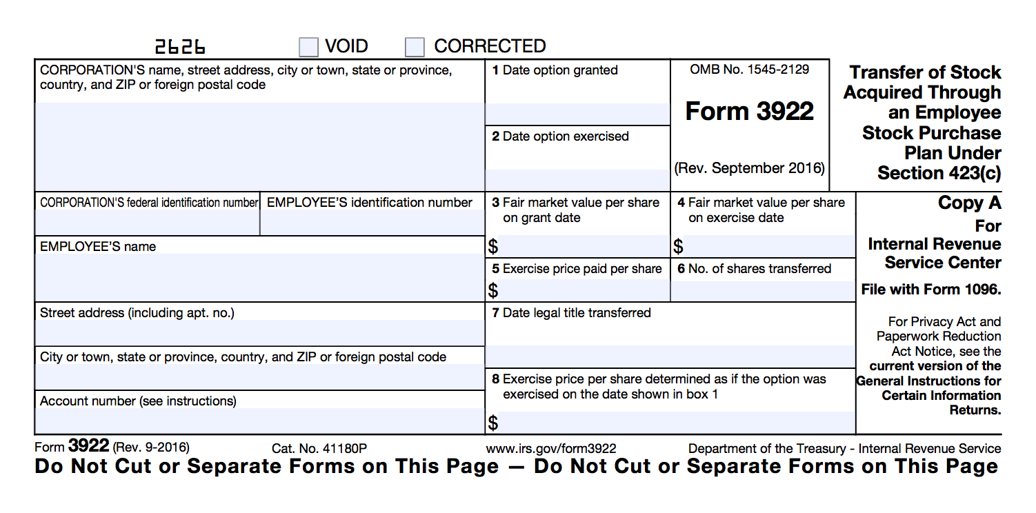 Form 3922 Fillable Printable Forms Free Online