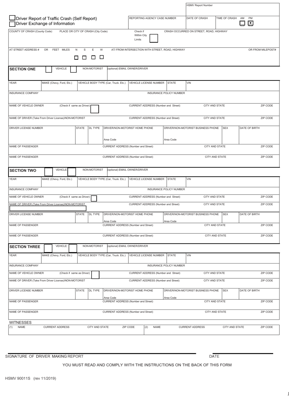 Form HSMV90011S Download Fillable PDF Or Fill Online Accident Self