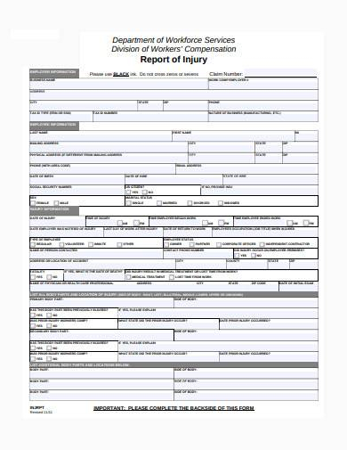 FREE 10 Employee Report Of Injury Form Samples In PDF MS Word