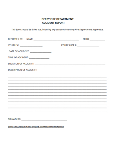FREE 10 Fire Accident Report Samples Department Incident 