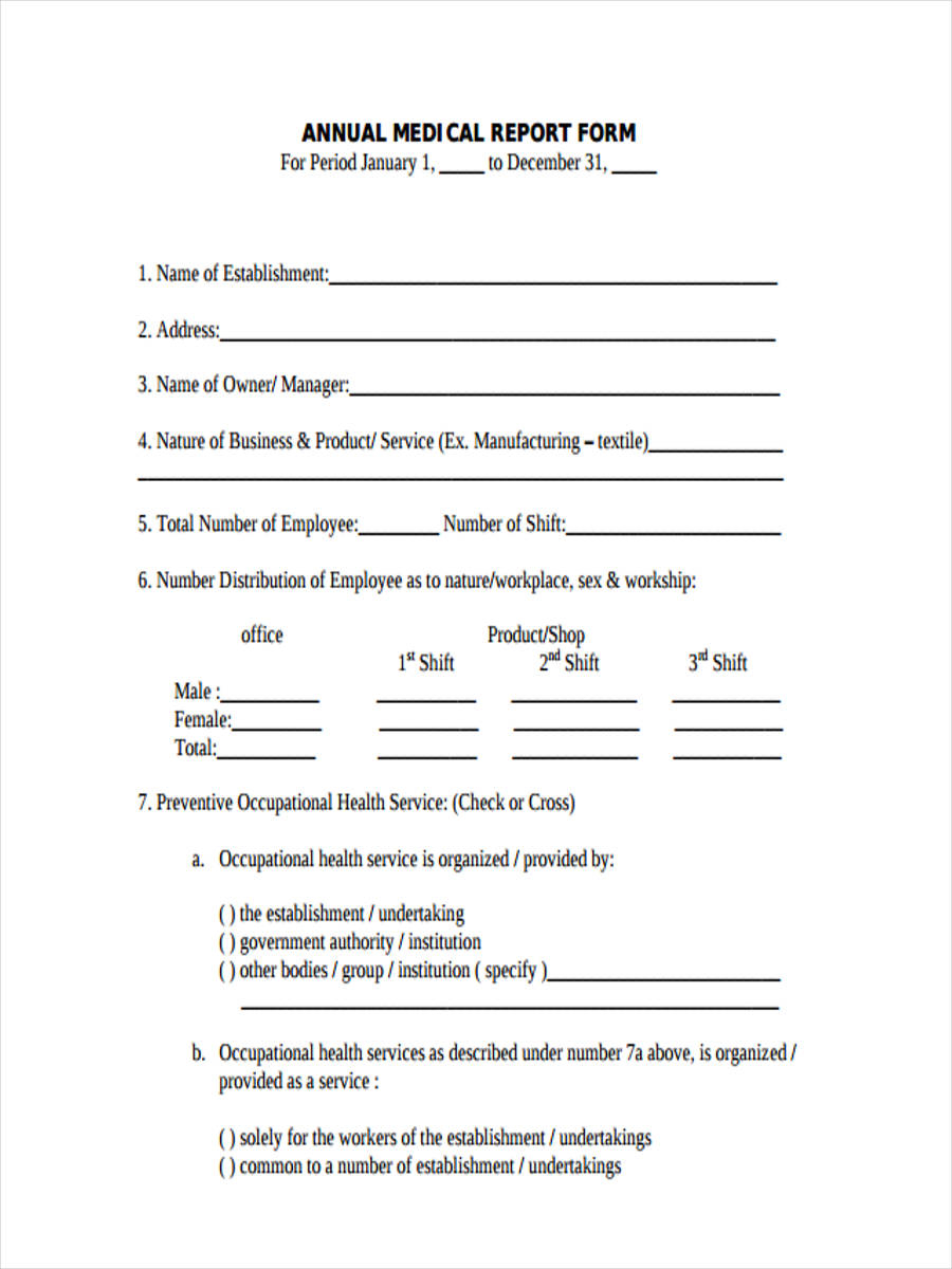FREE 7 Medical Report Forms In PDF Ms Word