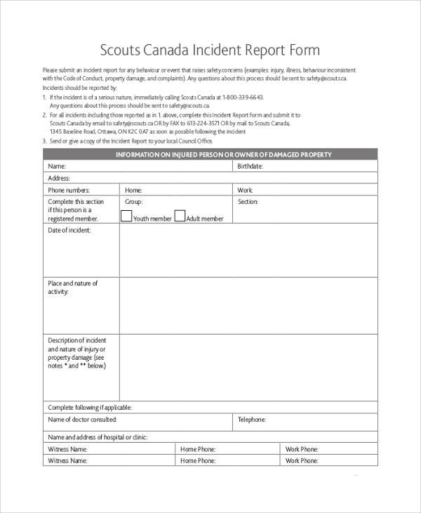 FREE 7 Sample Incident Report Forms In PDF MS Word
