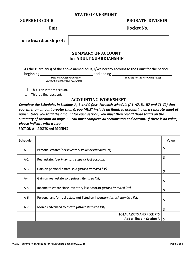 Guardians Annual Report For Adult Guardianship 700 00093A Form Fill 