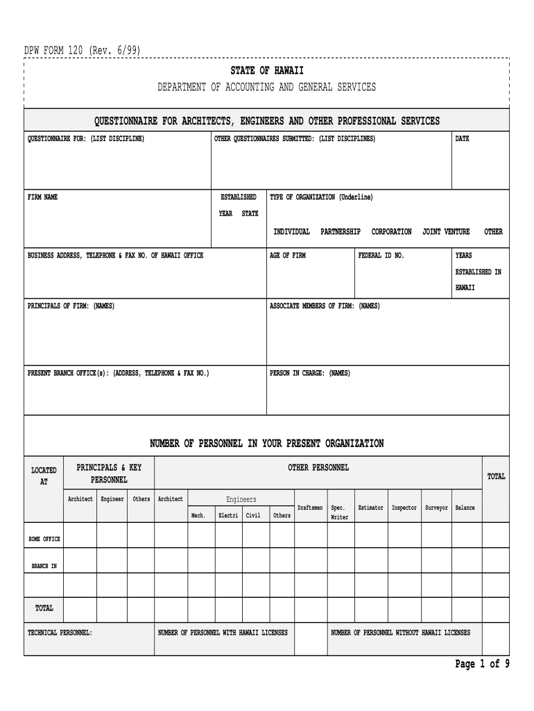 Hawaii Dpw Form Fill Out And Sign Printable PDF Template SignNow