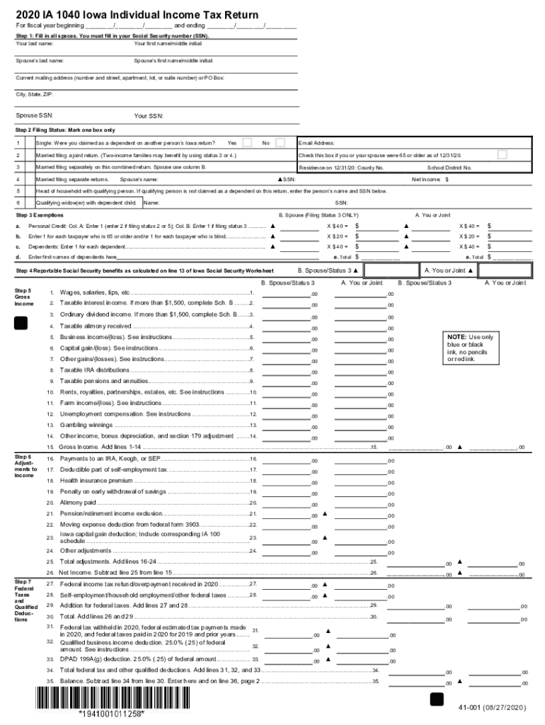 IA DoR 1040 2020 2022 Fill Out Tax Template Online US Legal Forms