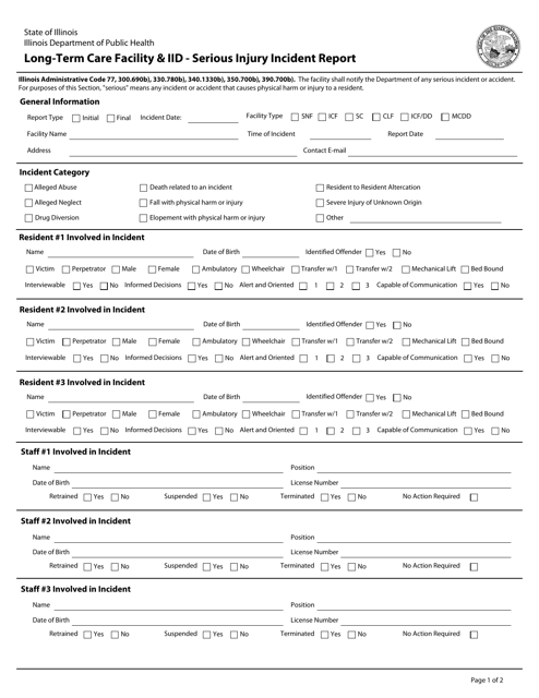 Illinois Long Term Care Facility Iid Serious Injury Incident Report