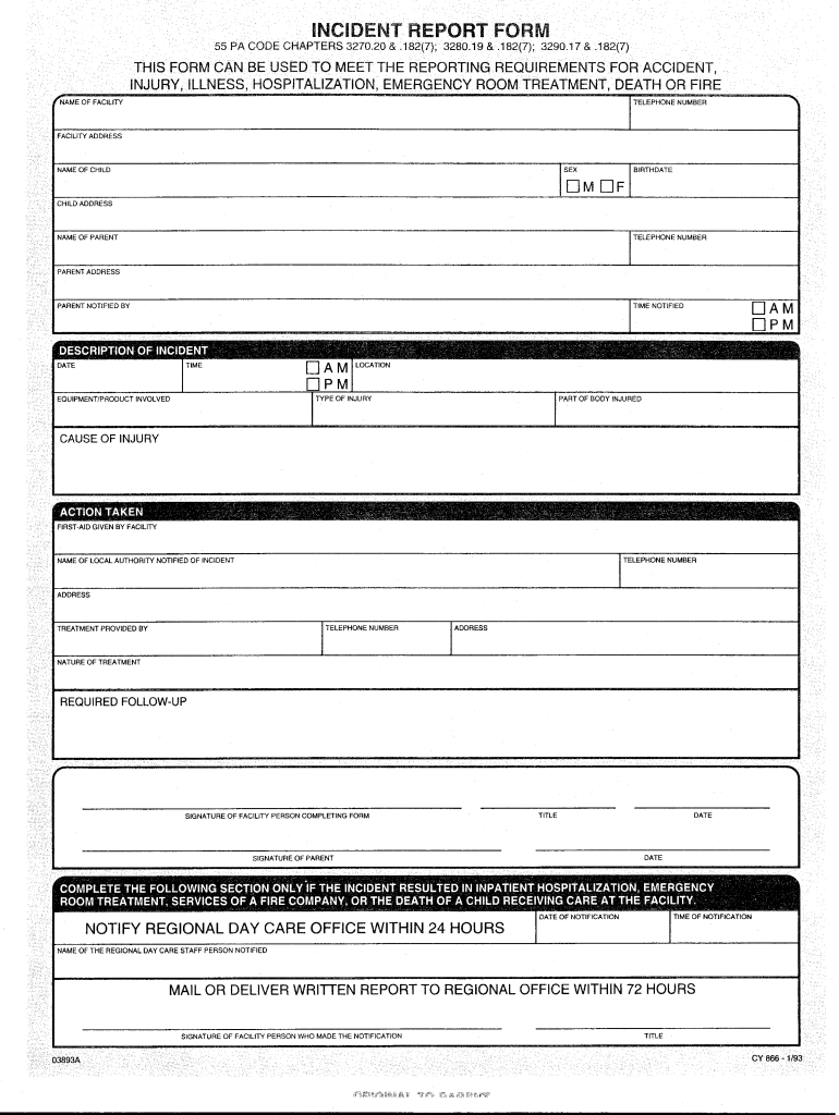 Incident Report Template 55 Pa Code 2020 Fill And Sign Printable 