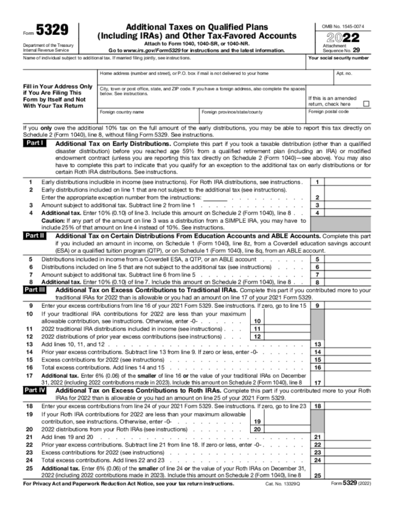 Irs Form 5329 Missed Rmd 2019 2023 Fill Online Printable Fillable Blank