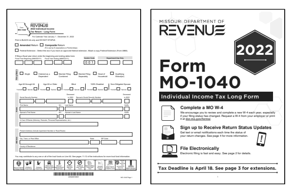 Missouri Tax Forms 2022 Printable State MO 1040 Form And MO 1040 