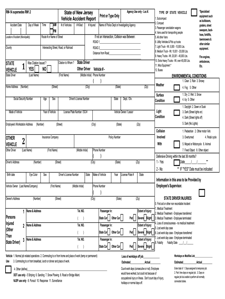 Nj Accident Report Form Fill Online Printable Fillable Blank