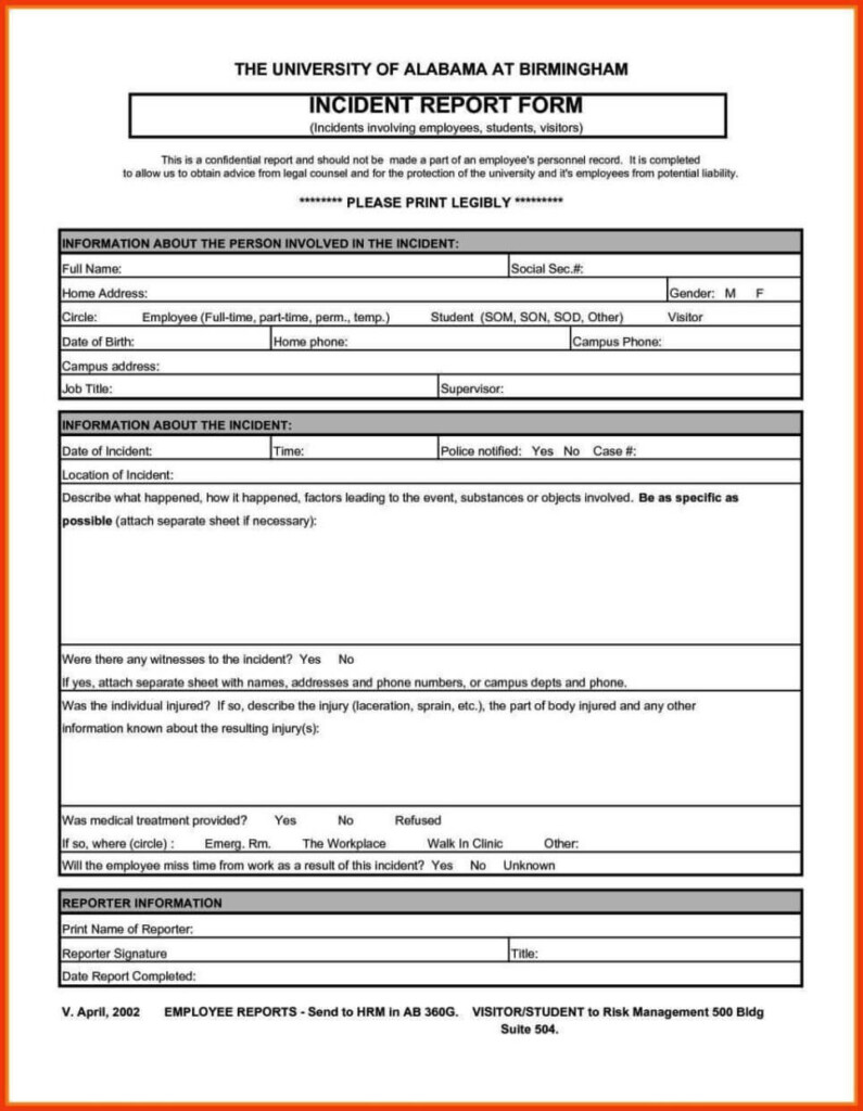 Ohs Incident Report Form Template Sampletemplatess Within Hazard 