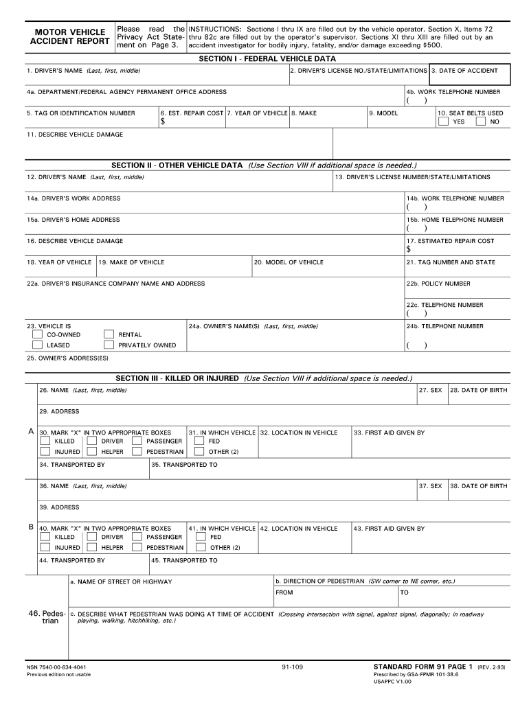 Police Accident Report Template Fill Online Printable Fillable