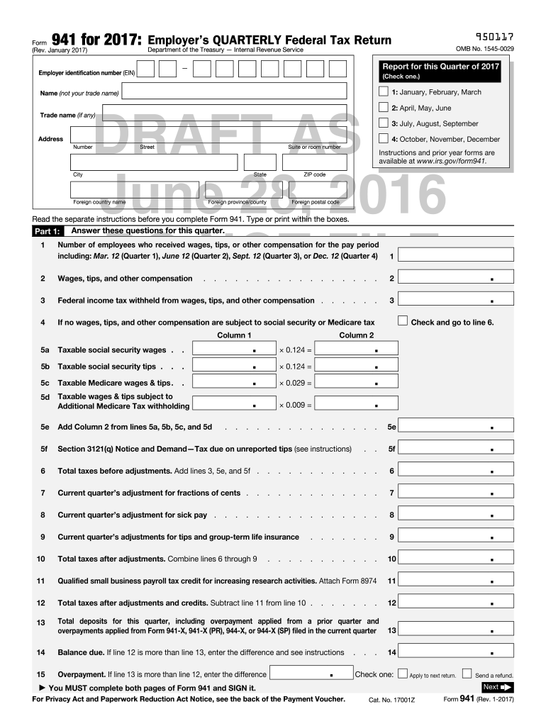 Print Irs Form 941 Fill Online Printable Fillable Blank PdfFiller