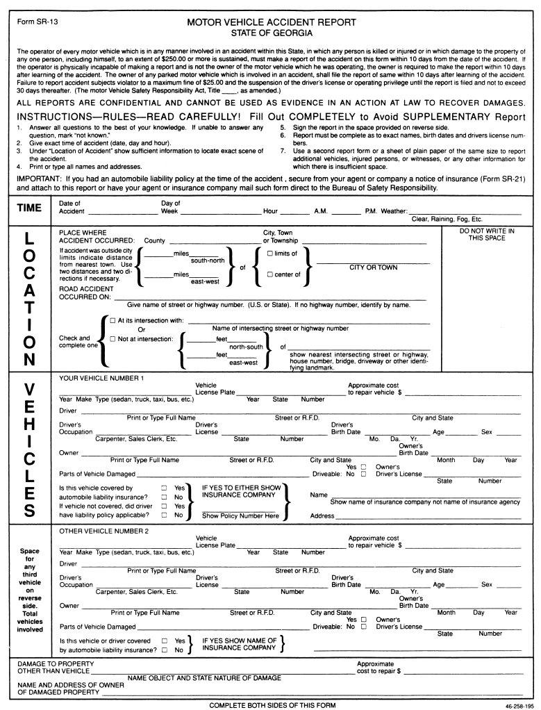 Printable Sr 13 Form Printable Forms Free Online