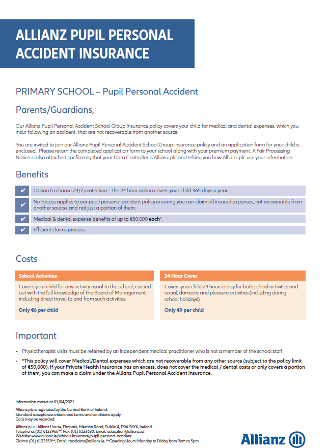 Pupil Personal Accident Resources Allianz Insurance