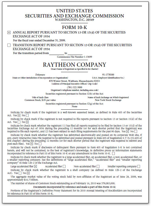Raytheon Annual Report 2009 10 K