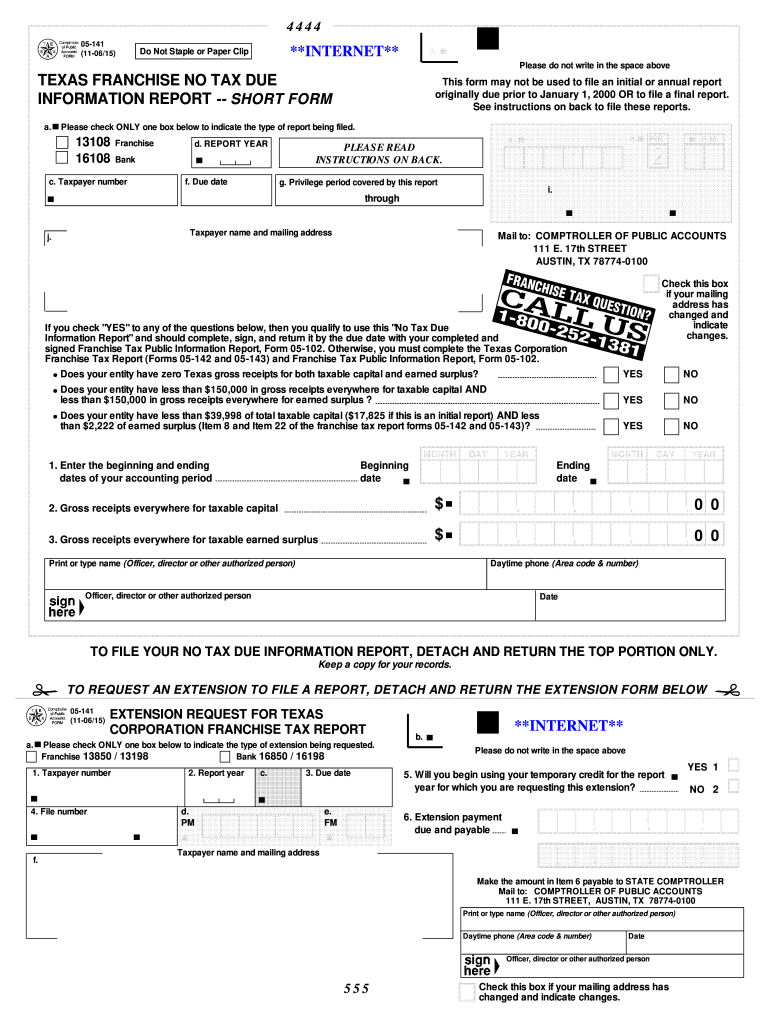 Texas Form 05 141 Fill Online Printable Fillable Blank PdfFiller