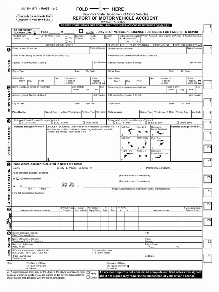 Vehicle Accident Report Form Beautiful 2019 New York Dmv Forms Fillable