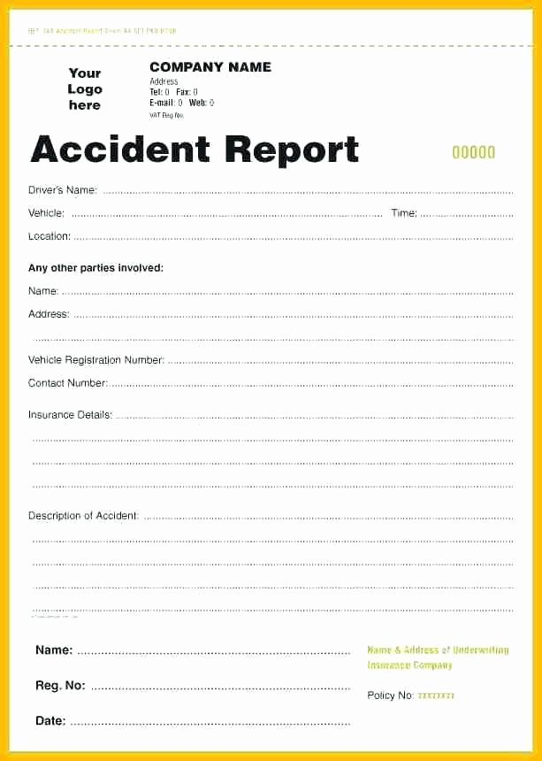 Vehicle Accident Report Form Template Best Of Work Accident Report Form 