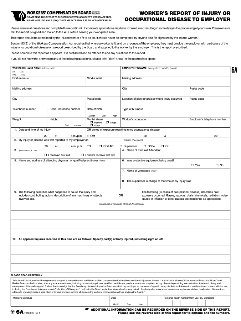 Wcb Form 6a Fill Out And Sign Printable PDF Template SignNow